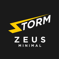 Zeus Storm Minimal Logo Concept on Black Background