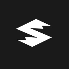 White Geometric S Letter Logo on Black Background