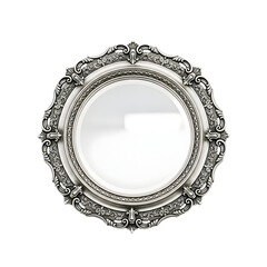 Ornate antique wall mirror with intricate decorative frame on white background, a timeless piece for elegant home decor