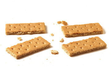 Crunchy Graham Crackers isolated on white background
