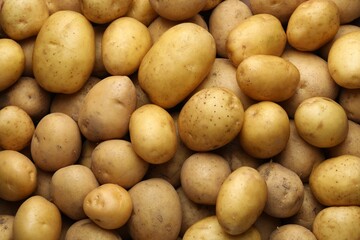 Fresh raw potatoes as background, top view