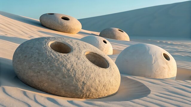 Strange rock formations in the desert landscape - Powered by Adobe