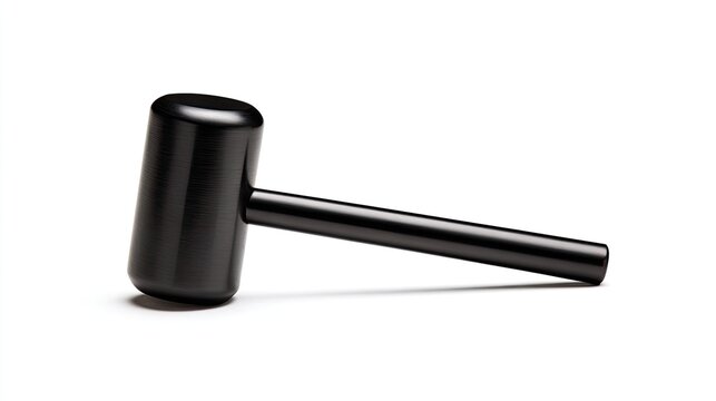 Black Rubber Mallet On White Background Detailed Studio Product Shot Black Tool Isolated On White Minimalist Hardware Equipment