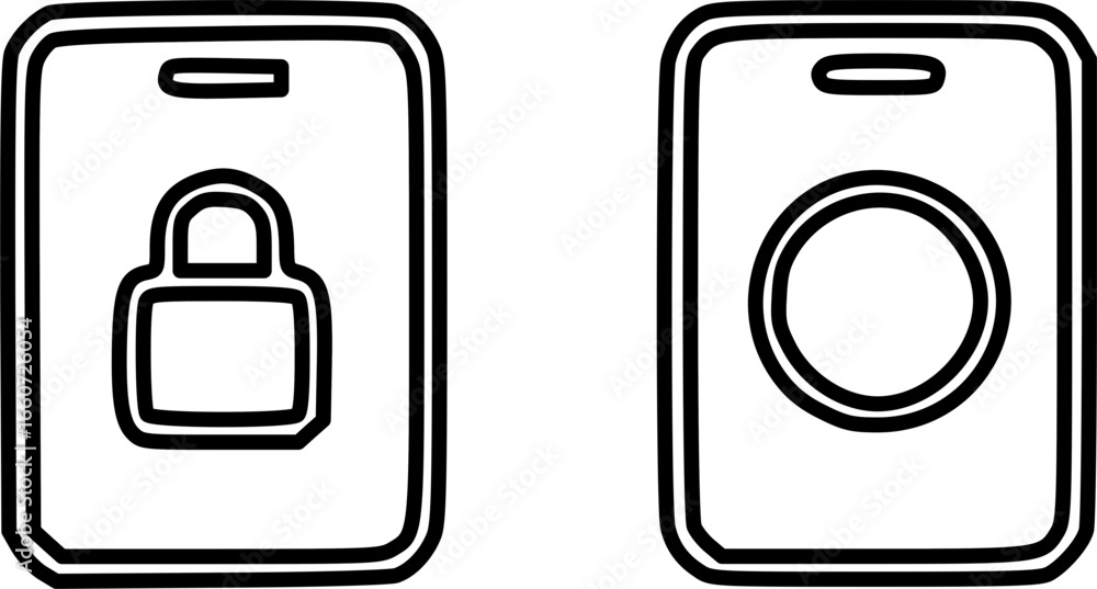 Poster two icons representing security and access control, one with a padlock and the other with a circular