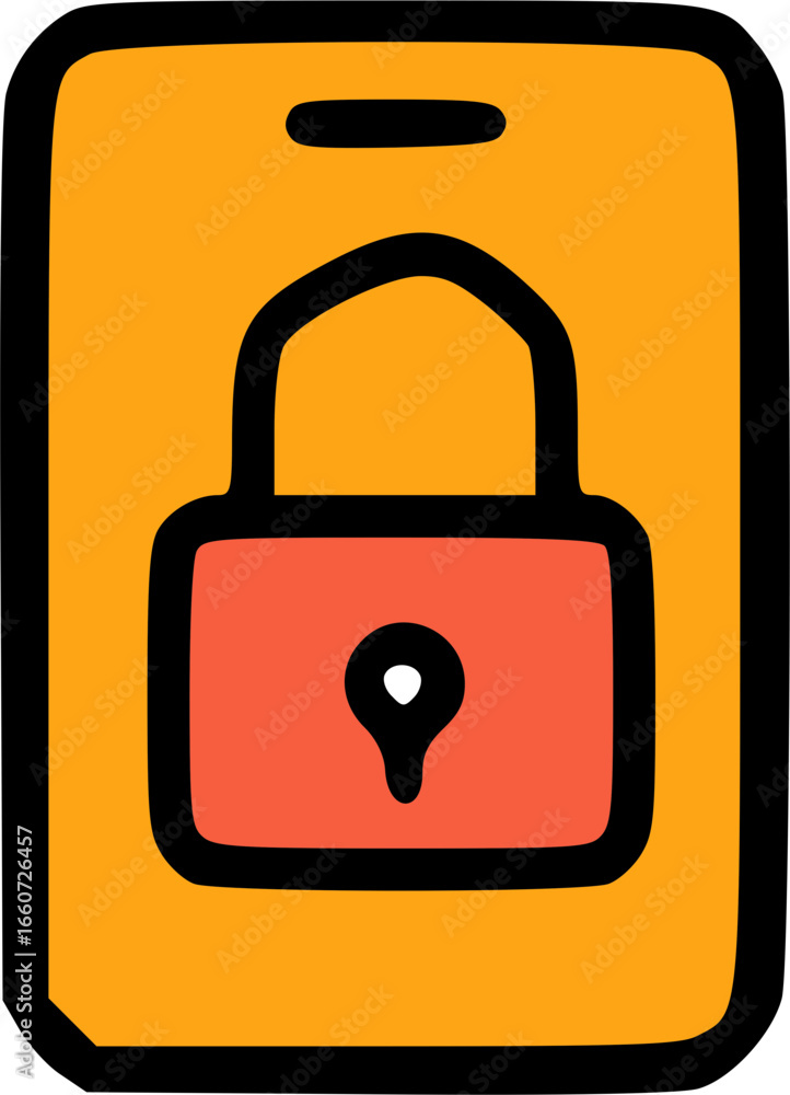 Poster a smartphone screen displaying a padlock icon, symbolizing data security and privacy.