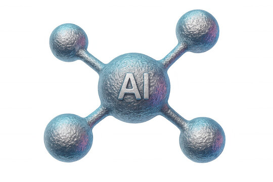 Glowing metallic ai symbol illuminating interconnected global data network against transparent backdrop