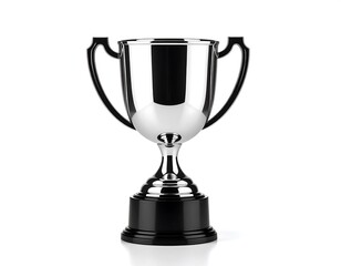 Silver trophy with award, winner, and success.