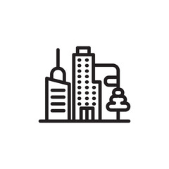 Obraz premium Cityscape Line Art: Modern Urban Skyline Illustration