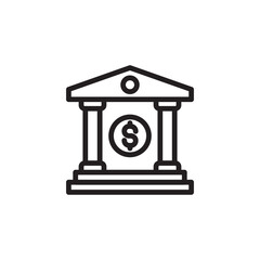 Bank Building Icon: Financial Symbol, Money, Finance, Banking, Investment, Currency, Economy
