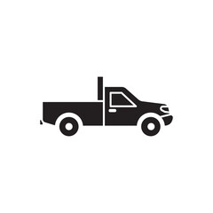 Pickup Truck Icon: A Black Silhouette of a Pickup Truck