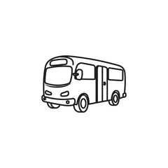 Simple Line Art Illustration of a Bus