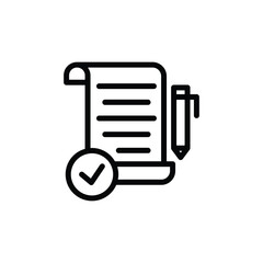 Completed Task Checklist Icon: Document, Check Mark, Pen
