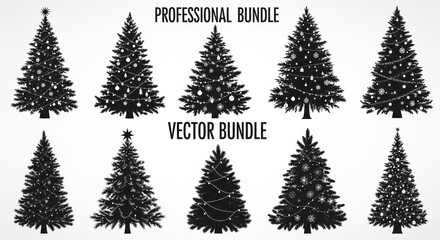 Obraz premium Christmas Tree Silhouettes: A Professional Vector Bundle
