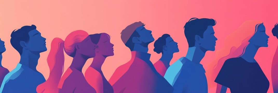 A group of people are standing in a line