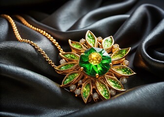 5-Carat Tsavorite Garnet Brooch: High Jewelry Macro Photography