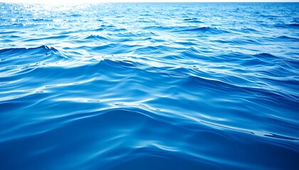 Blue Ocean Waves with Sunlight Glare.