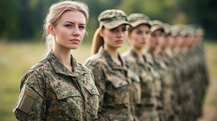 Fototapeta premium Empowered women in military a tribute to female soldiers in uniform serving with valor
