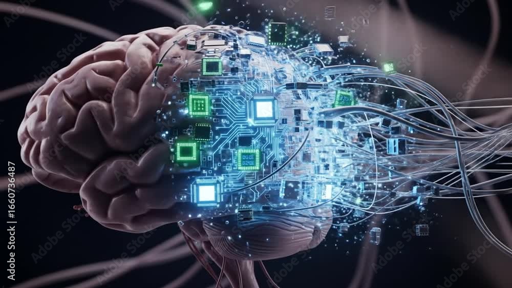 Aufkleber artificial intelligence and the future of the human brain, exploring the convergence of biology and 