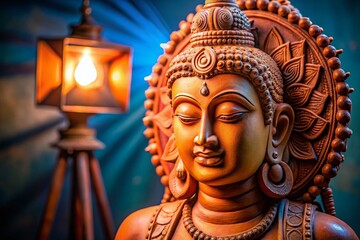 Obraz premium Hand-Carved Terracotta Sculpture: Biophilic Design Studio Shot