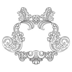 Engraved swirl baroque old fashioned frame vector illustration
