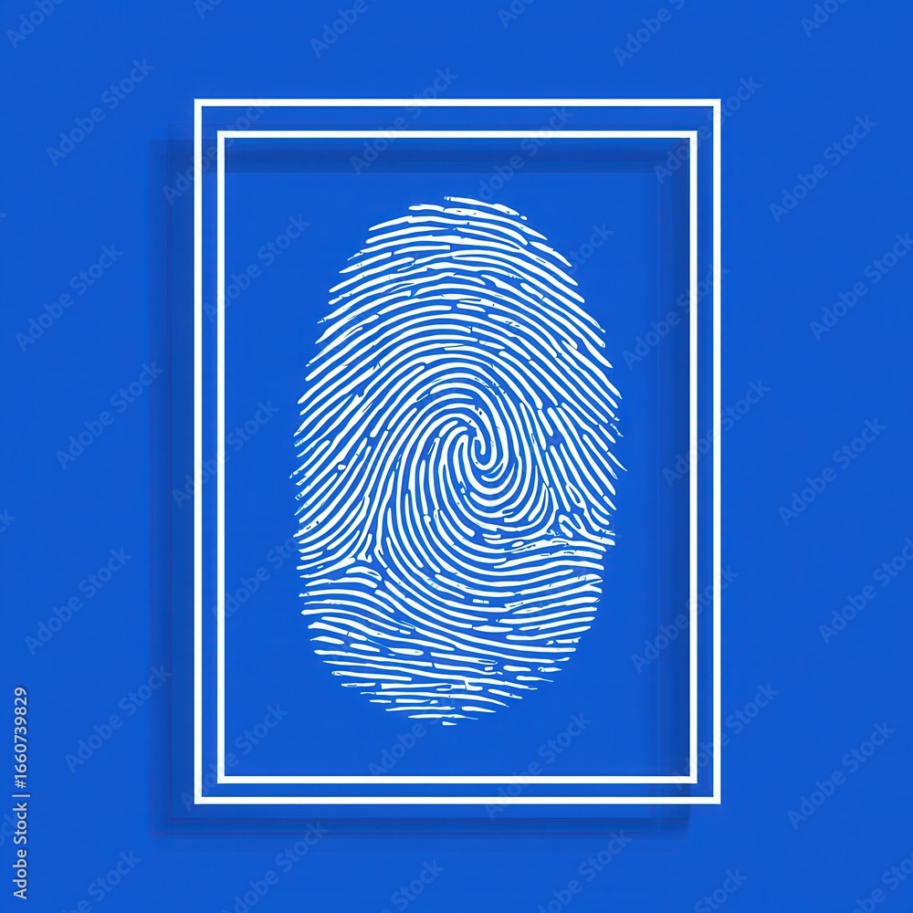 Aufkleber a minimalist of a fingerprint silhouette within a geometric frame symbolizing biometric security and