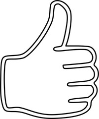 Obraz premium A simple black and white thumbs up hand gesture outline illustration.