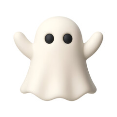 3D soft matte rubber style Halloween ghost icon PNG transparent