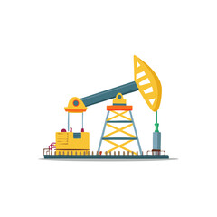 Oil Pumpjack in Cartoon Style for Petroleum Extraction and Energy Industry