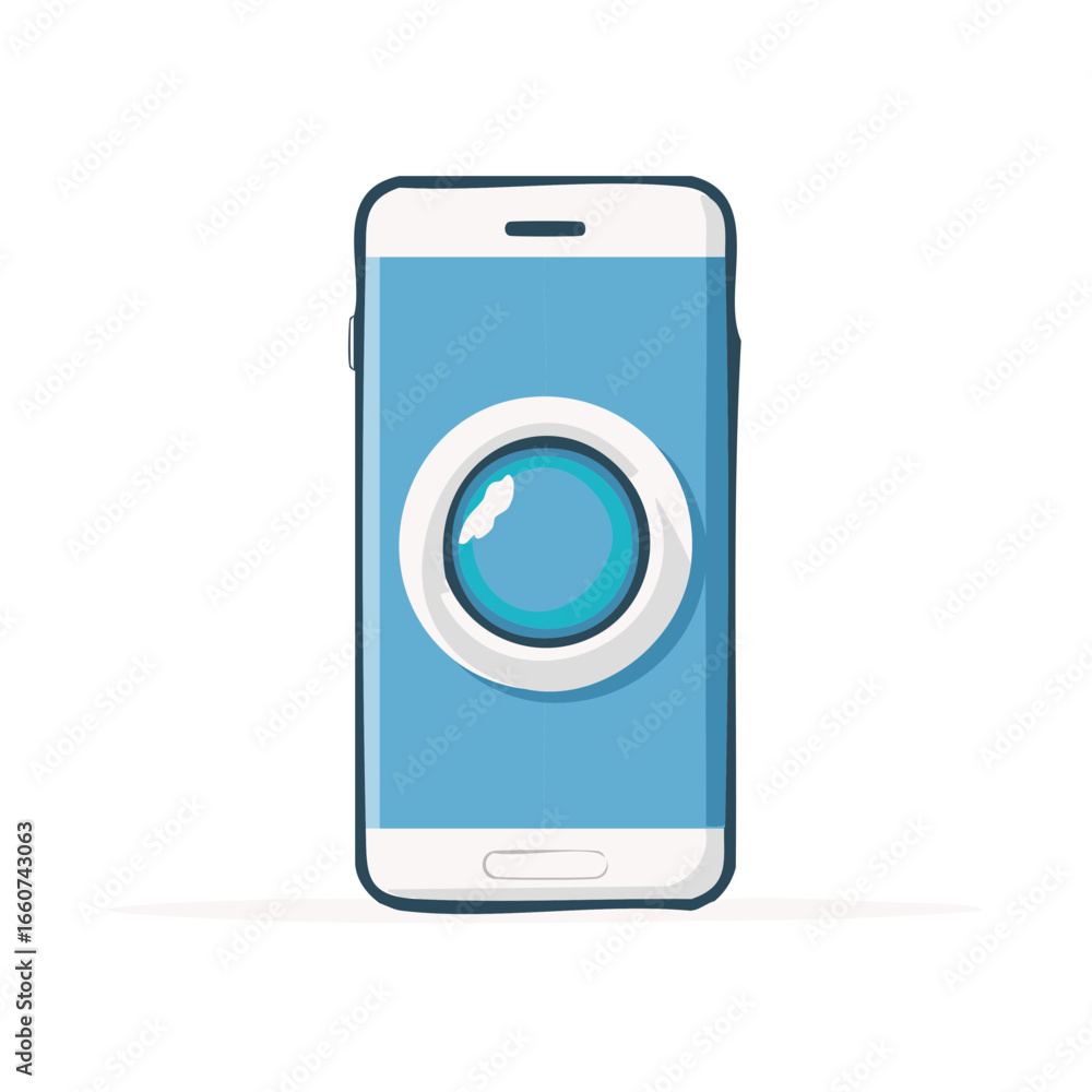 Aufkleber smartphone with camera lens icon displayed on screen in flat style