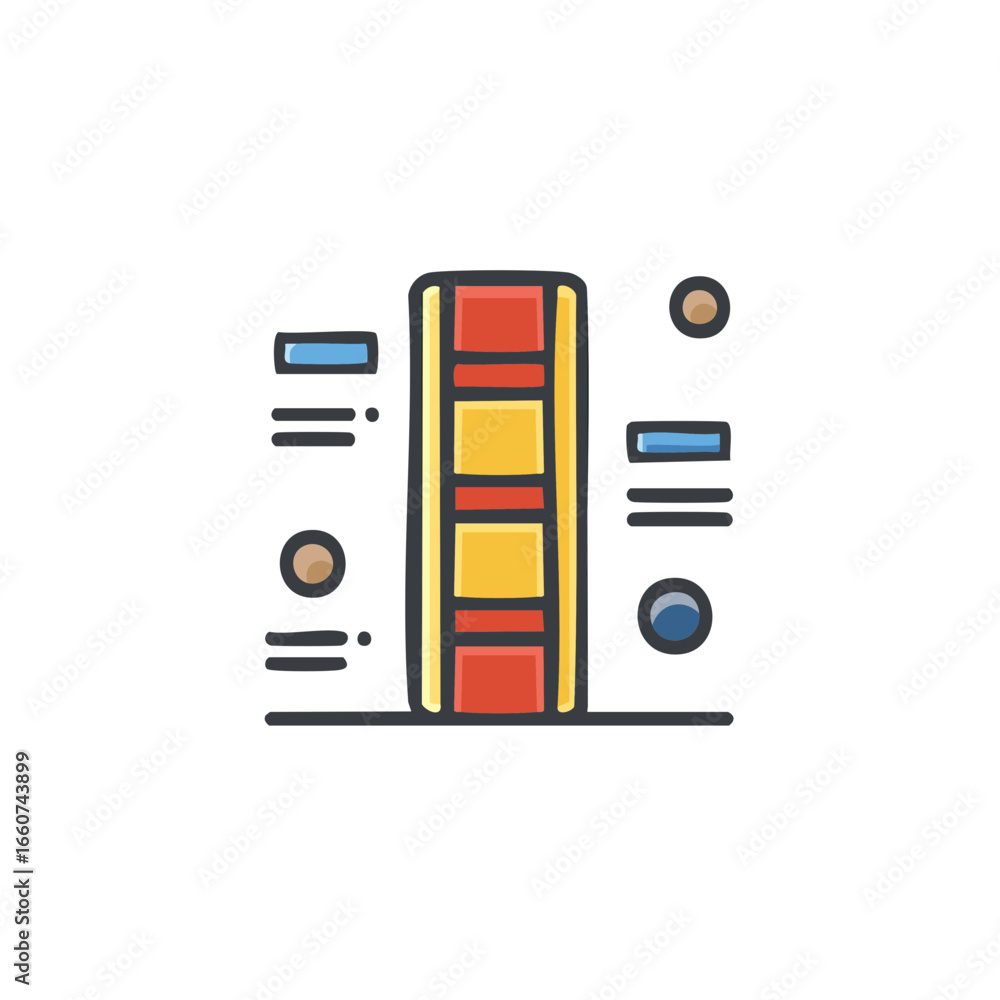 Aufkleber server rack flat line style with elements data and network connectivity illustration