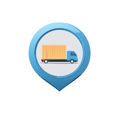 Delivery Truck Icon with Location Pointer Navigation Sign