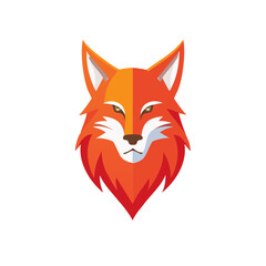 Geometric fox head with bright orange and yellow tones ideal for a contemporary logo or icon design