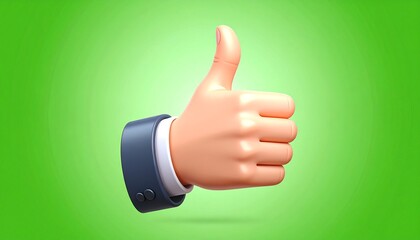 Thumb up hand. Good, great job, well done. Concept of approval with a green screen