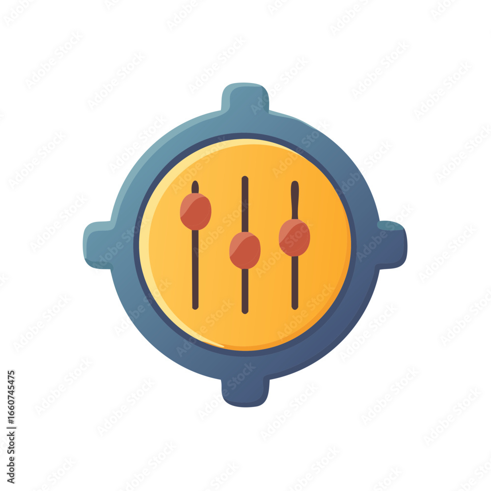 Aufkleber equalizer icon with sliders in a circle for adjusting audio signals and volume settings