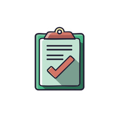 Clipboard with Checkmark Icon: Approved Document, List, Form, Survey, Task Completed