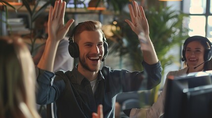 Business people, diversity and clapping in high five, teamwork or collaboration in company growth, target or global goals. Smile, happy or office applause, winner celebration or success hands gesture