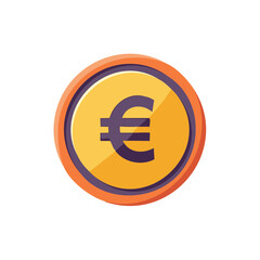 Obraz premium Euro Coin Illustration in Gold and Purple Color Scheme Representing Currency Exchange and International Finance
