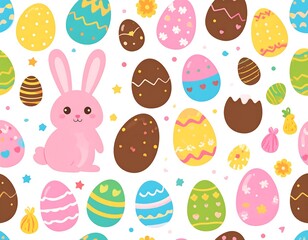 Cute Easter eggs and bunny pattern