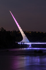 View of the Sundial Bridge in Redding at dusk