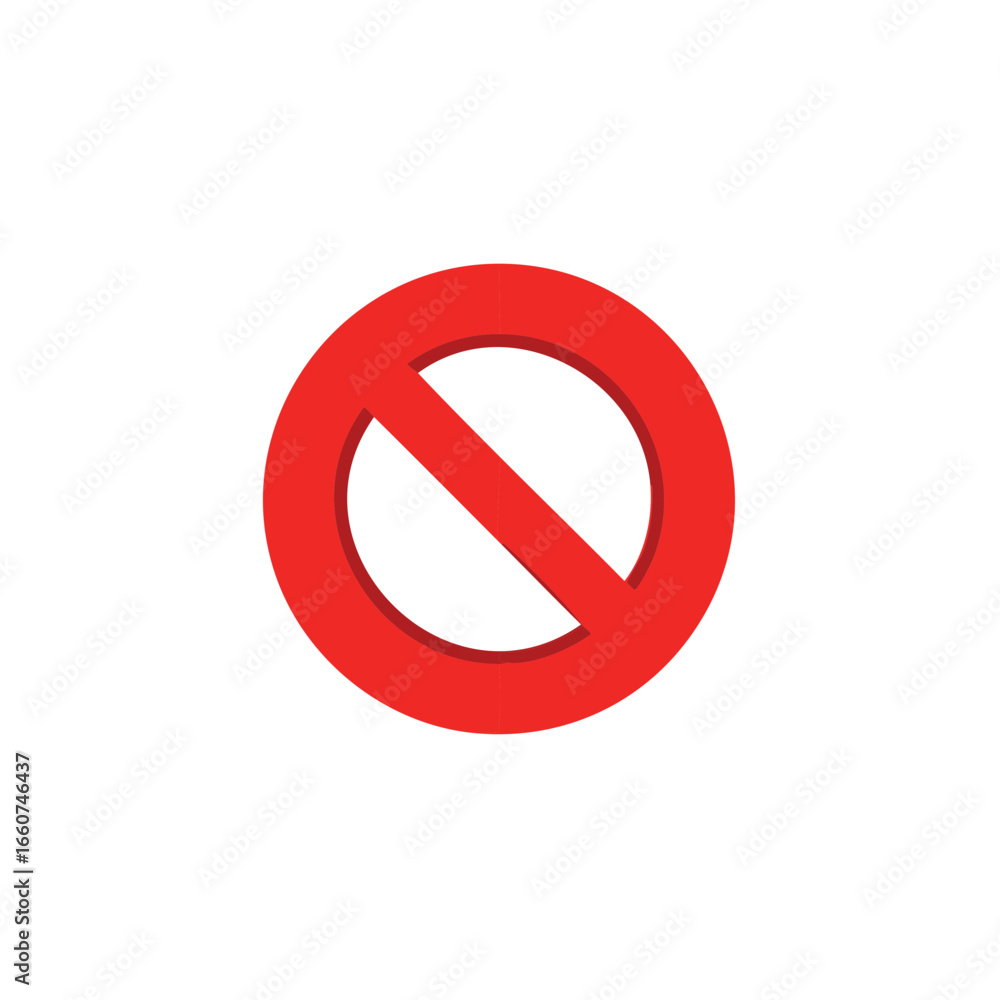 Poster symbol of prohibition, red circle with diagonal line to restrict or ban access for regulatory purpos