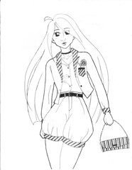 woman posing with fashionable clothes and a bag in her hand