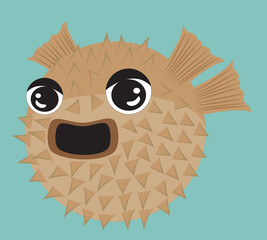 A vector art of a puffer fish.