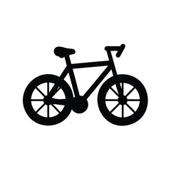 Simple Bicycle Black Silhouette Isolated on White Background Graphic Illustration