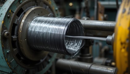 Wire-drawing operation showing spool and mechanical tension