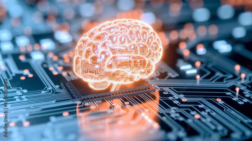 Poster this visual representation highlights the fusion of brain power and digital circuits, showcasing inn