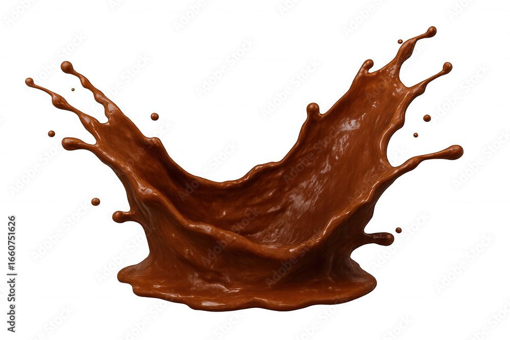 Poster chocolate crown splash with droplets on transparent background, perfect for adding a touch of sweetn