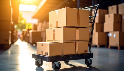 Cardboard Boxes Warehouse Cart Delivery.
