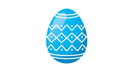 Decorative Blue Easter Egg with Geometric Pattern on White Background