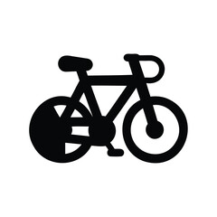 Simplified bicycle icon in black and white with abstract geometrical style
