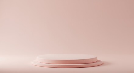 Minimalist pink podiums on a soft pink background